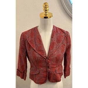 Robert Graham Women’s Jacquard Blazer Size Small Red/Blue Silk/Cotton Two Button